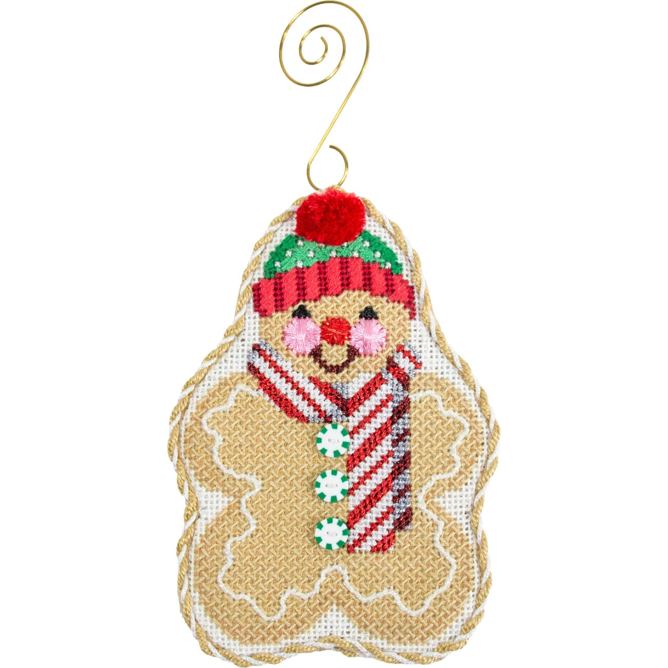 Gingerbread Friends Peppermint Scarf with Stitch Guide Printed Canvas Two Sisters Needlepoint - 1