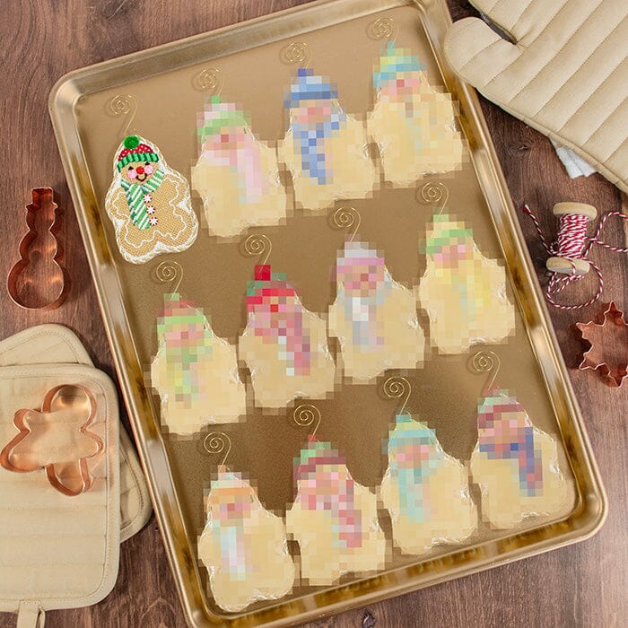 Gingerbread Friends Spearmint Scarf with Stitch Guide Printed Canvas Two Sisters Needlepoint