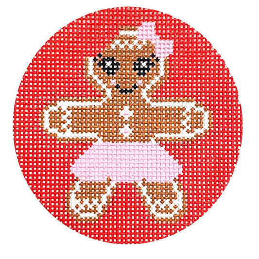 Gingerbread Girl Ornament on Red Needlepoint.Com 