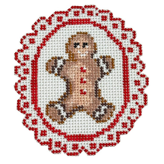 Gingerbread Man with Border Painted Canvas KCN Designers 