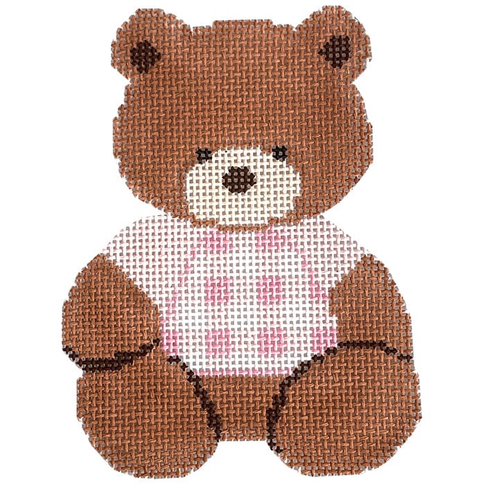 Gingham Bear Pink Painted Canvas Audrey Wu Designs - 1