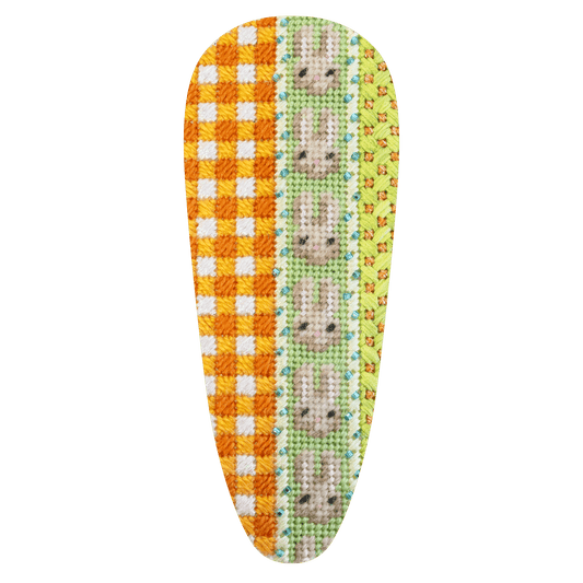 Gingham / Bunnies / Dots Carrot with Stitch Guide Painted Canvas Associated Talents 