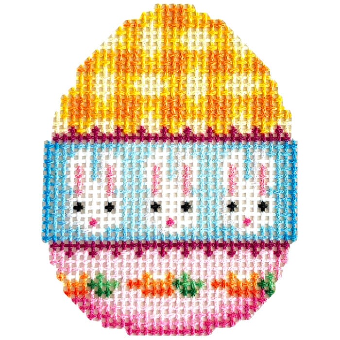 Gingham Bunnies Mini Egg Printed Canvas Two Sisters Needlepoint