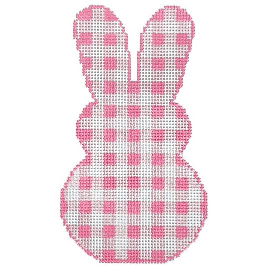 Gingham Bunny-Pink Painted Canvas SilverStitch Needlepoint 