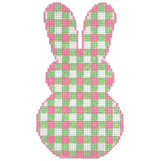Gingham Bunny-Preppy Painted Canvas SilverStitch Needlepoint 
