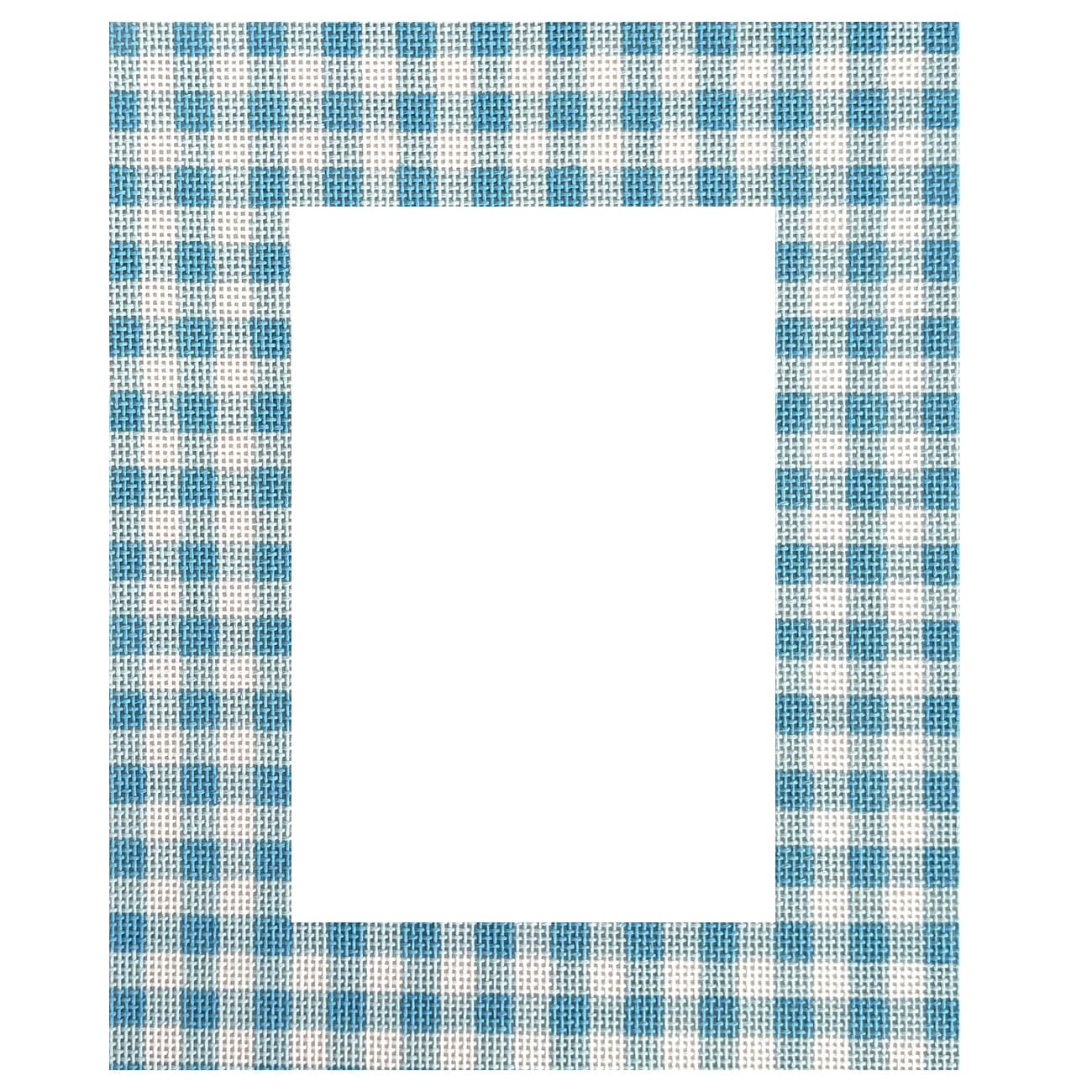 Gingham Frame Blue Painted Canvas Maura Nolan Designs - 1