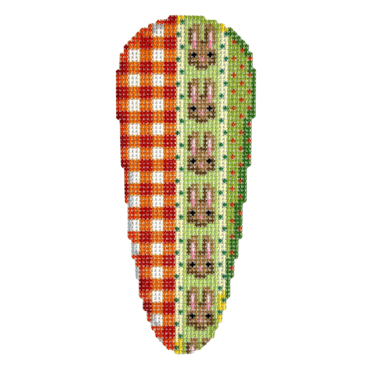Gingham/Bunnies/Dots Carrot Printed Canvas Two Sisters Needlepoint - 1