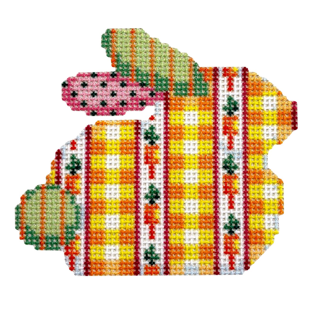 Gingham/Carrots Bunny Printed Canvas Two Sisters Needlepoint - 1