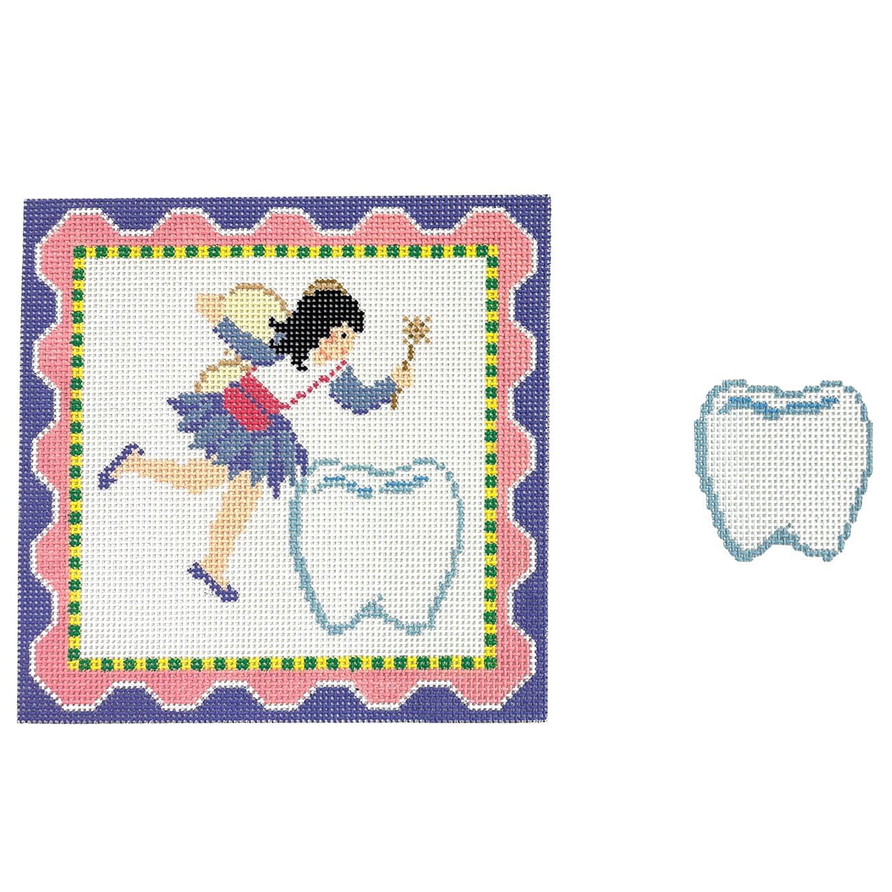Girl Fairy with Tooth, 7x7 Tooth Fairy Pillow Painted Canvas Susan Roberts Needlepoint Designs Inc. - 1