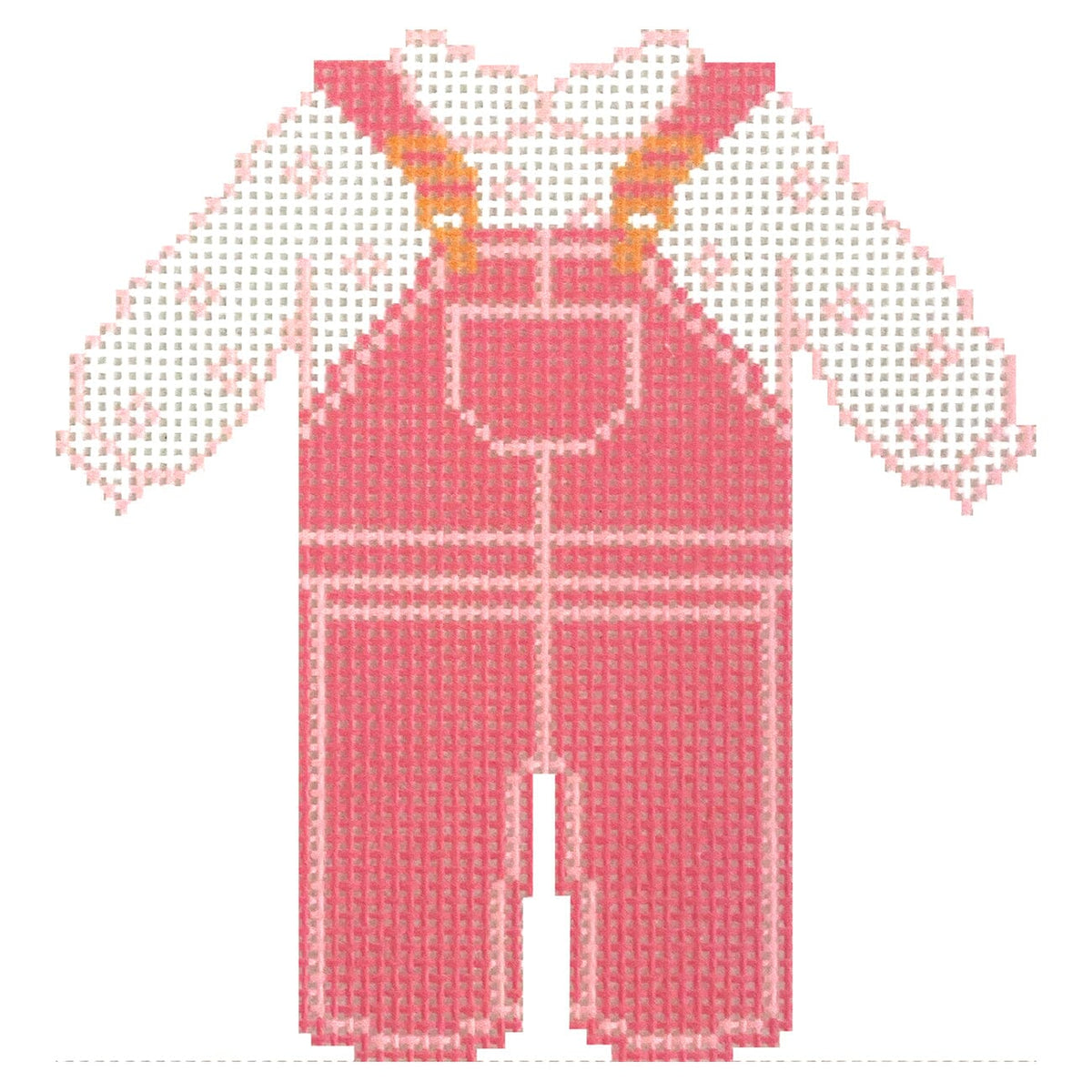 Girls Overalls Painted Canvas Ivy Thread Needlepoint - 1