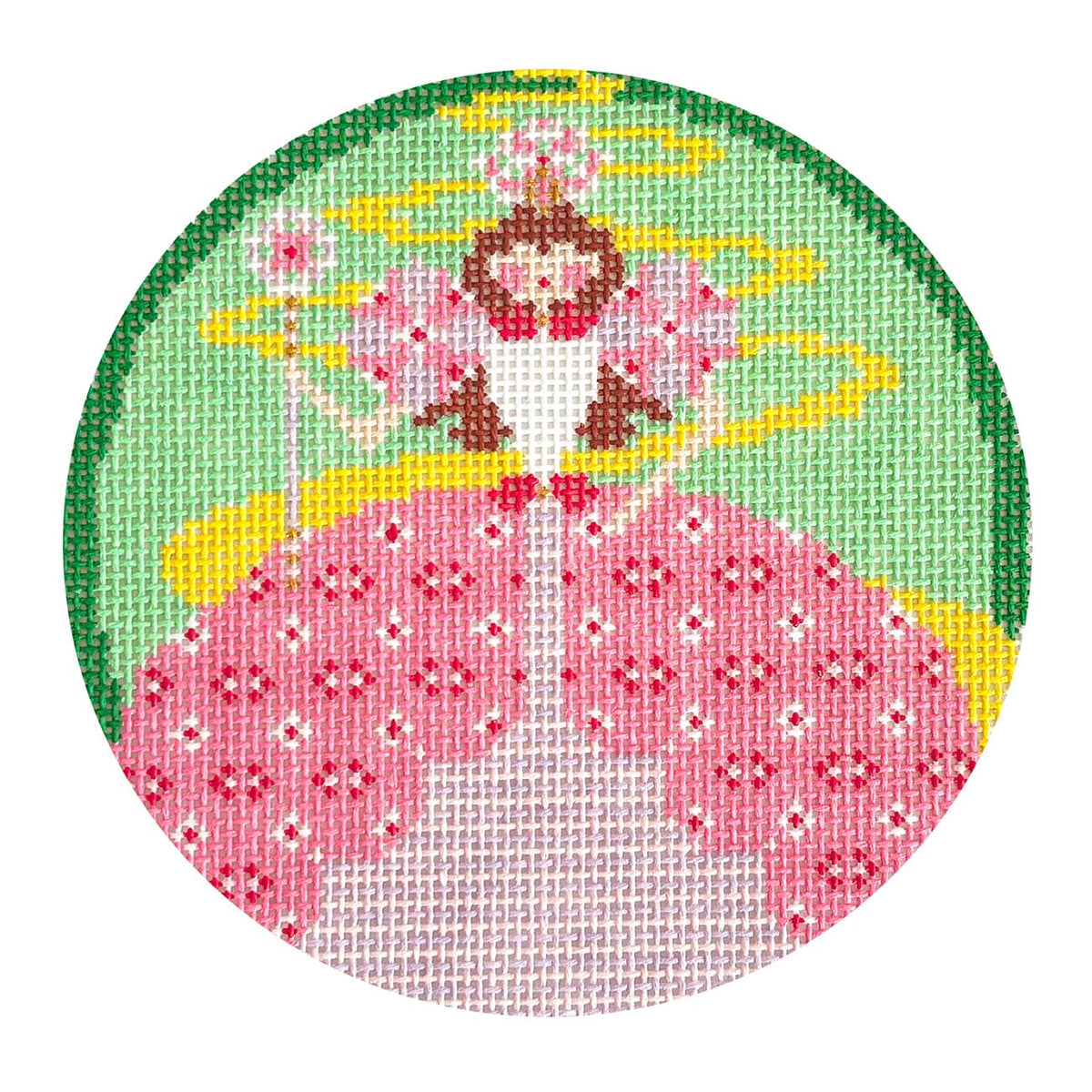 Glinda the Good Witch Oz Round w/Stitch Guide Painted Canvas Wipstitch Needleworks - 1