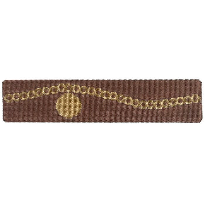 Gold Disc Charm Bracelet on Brown Painted Canvas Rachel Donley - 1