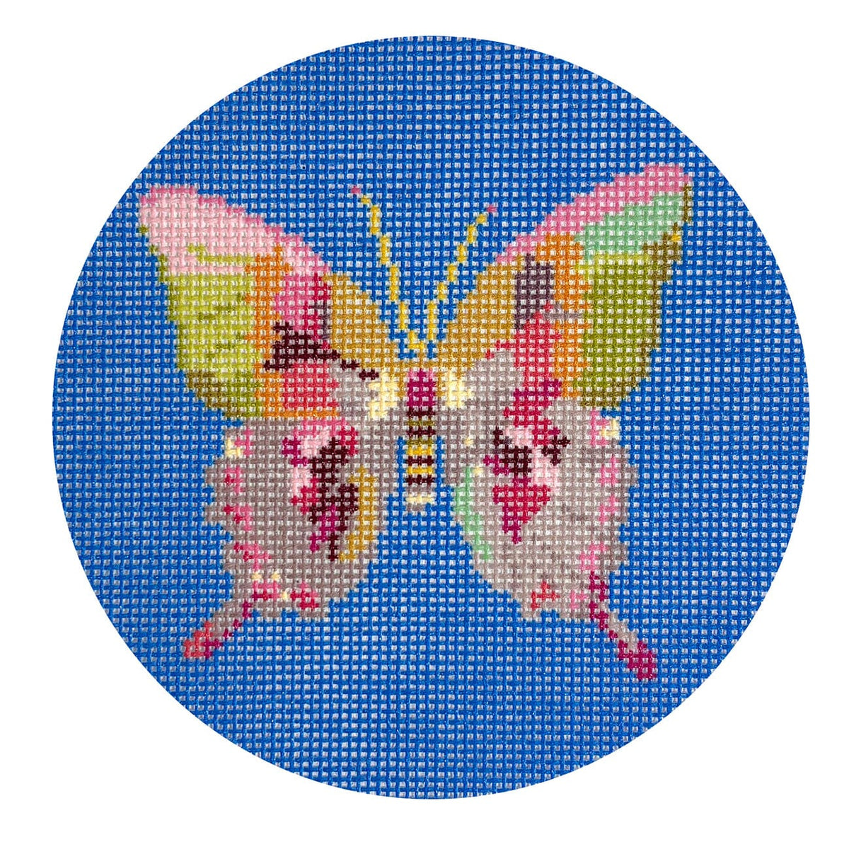 Gold & Green Butterfly on Blue Round Printed Canvas Nash & Daughters - 1