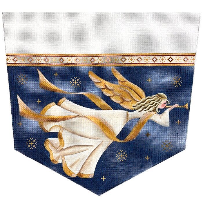 Golden Angel Stocking Cuff on 18 Painted Canvas Rebecca Wood Designs - 1