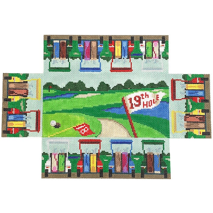 Golf Carts Brick Cover Painted Canvas Susan Roberts Needlepoint Designs Inc.