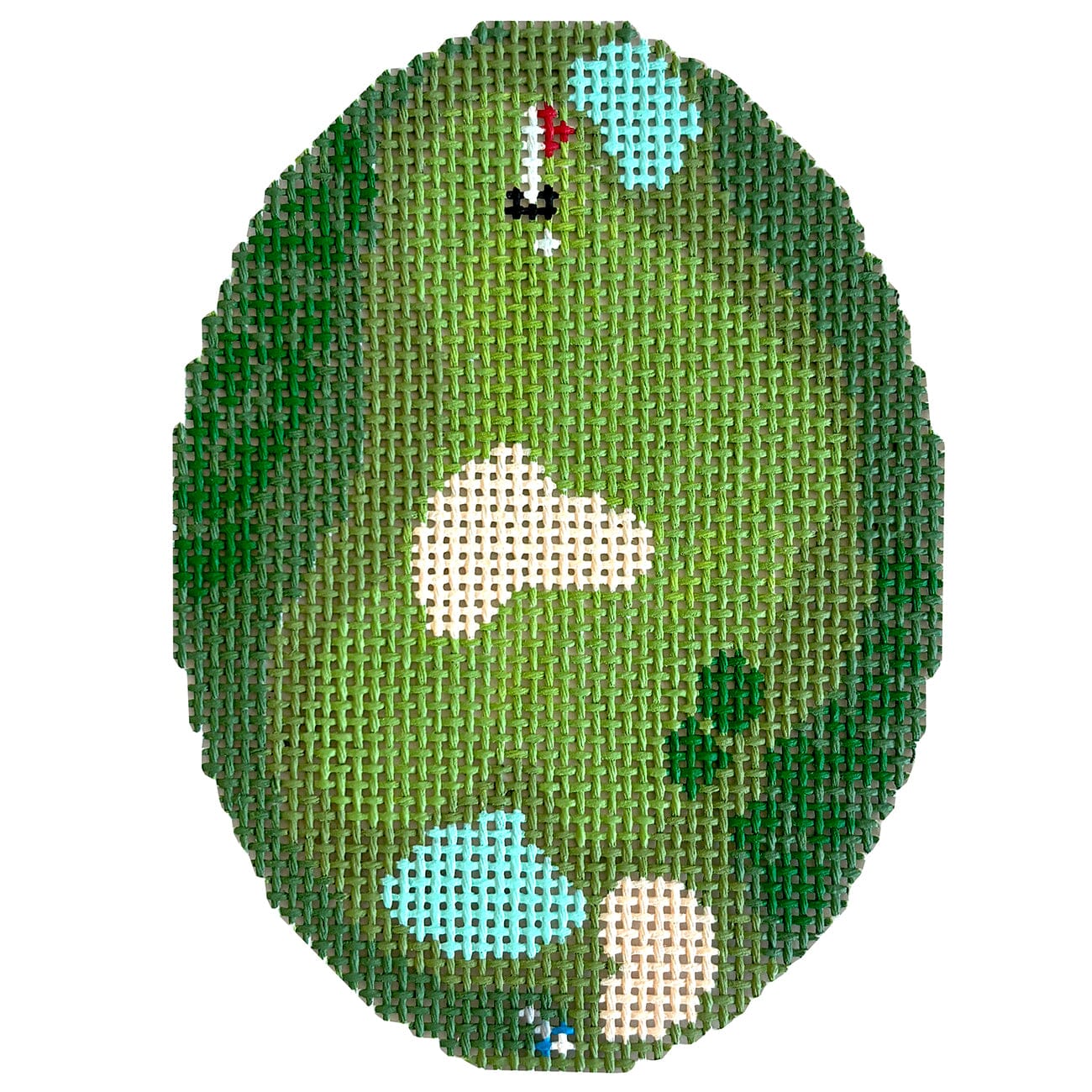 Golf from Above Oval Painted Canvas Atlantic Blue Canvas - 1