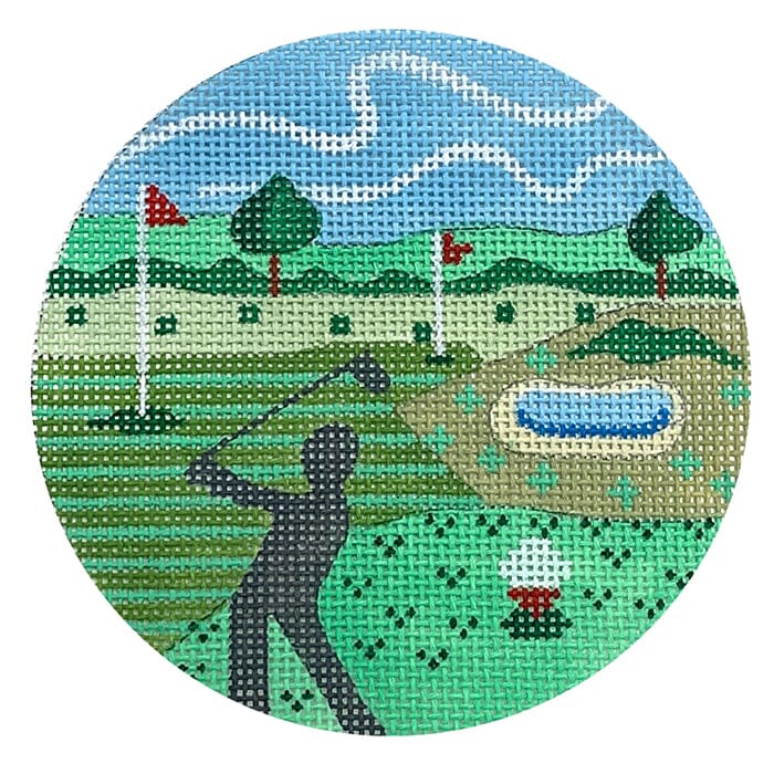 Golf Round Painted Canvas Danji Designs - 1