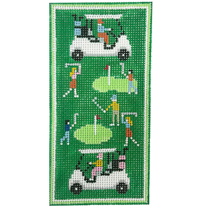 Golfers Eyeglass Case Painted Canvas Doolittle Stitchery - 1