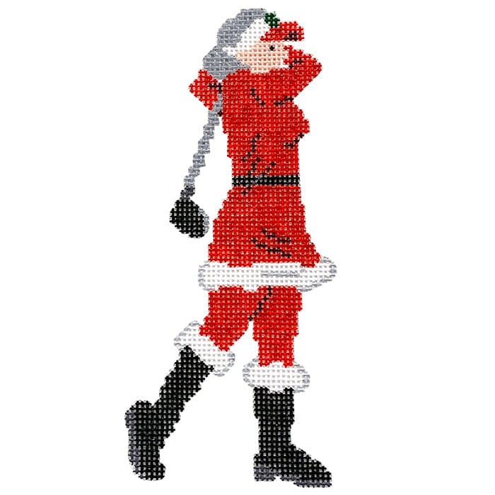 Golfing Mrs. Claus Painted Canvas The Salty Stitcher - 1