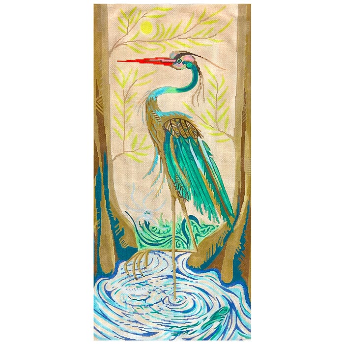 Great Blue Heron Vertical Painted Canvas The Meredith Collection - 1