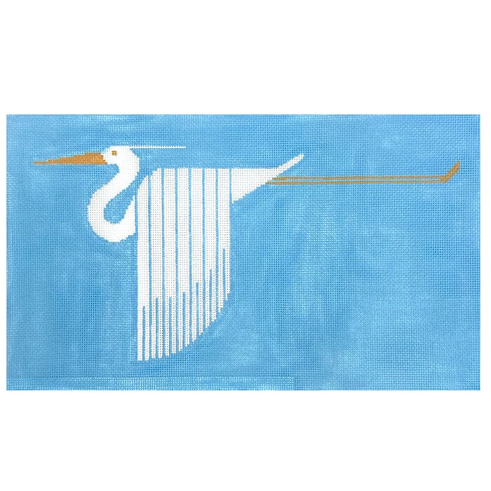 Great White Heron on Blue Painted Canvas Charley Harper - 1