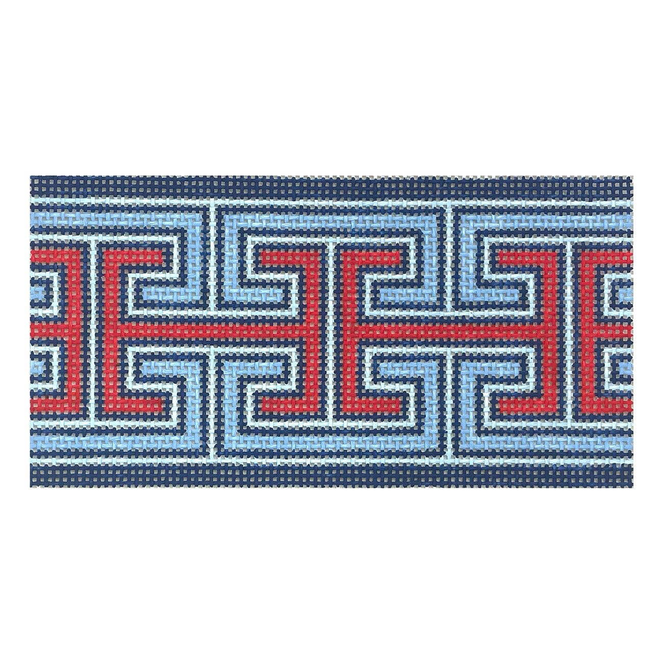 Greek Keys 6x3 Blue Red Painted Canvas Love MHB Studio - 1