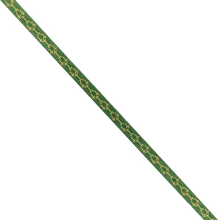 Green and Gold Links Double Wrap Bracelet Painted Canvas Anne Fisher Needlepoint LLC