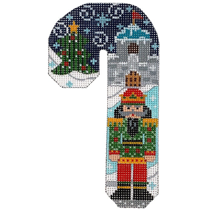 Green and Red Nutcracker Candy Cane Painted Canvas Danji Designs - 1