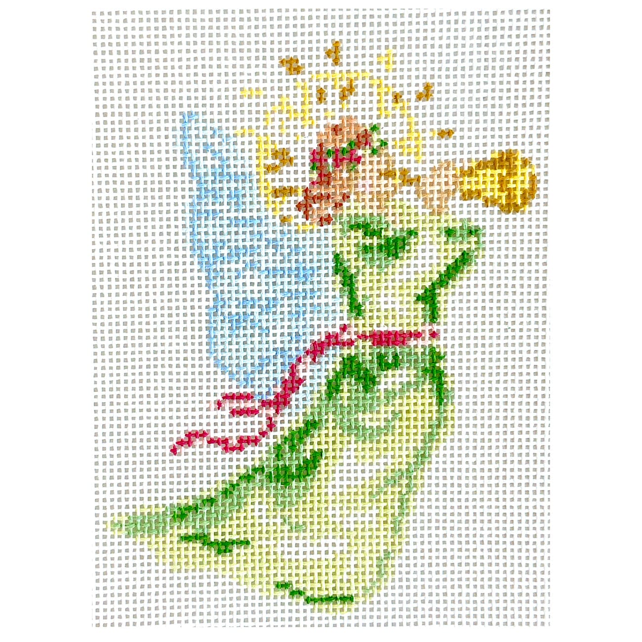 Green Angel with Trumpet Painted Canvas KCN Designers - 1