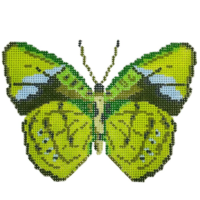 Green Butterfly Ornament Painted Canvas Initial K Studio - 1