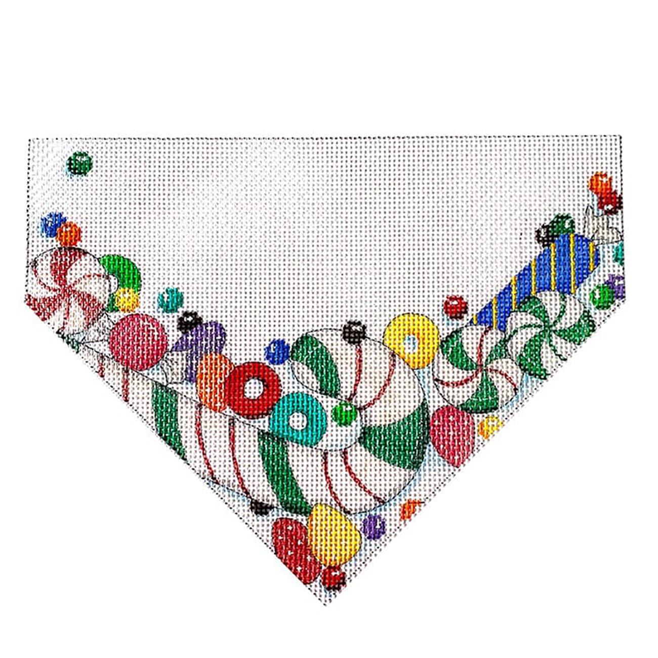 Green Candy Cane Stocking Top Printed Canvas Two Sisters Needlepoint - 1