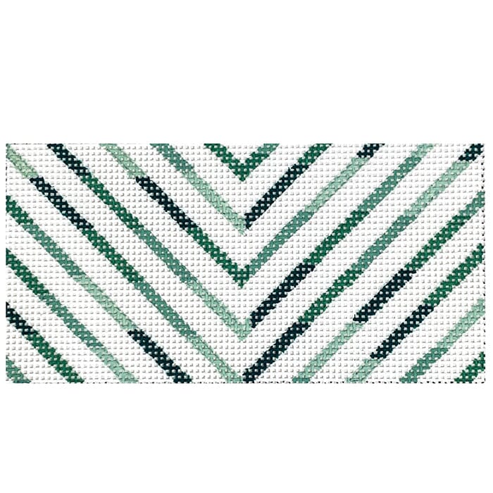 Green Chevron 3x6 Clutch Insert Painted Canvas Anne Fisher Needlepoint LLC - 1