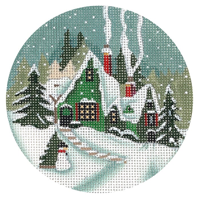 Green Cottage Round Painted Canvas Melissa Shirley Designs - 1
