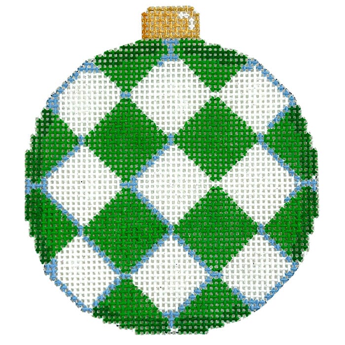 Green Harlequin Ball Ornament Painted Canvas Associated Talents - 1