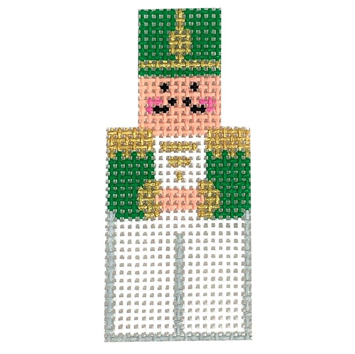 Green Nutcracker Angel Ornament Painted Canvas Stitch Its - 1
