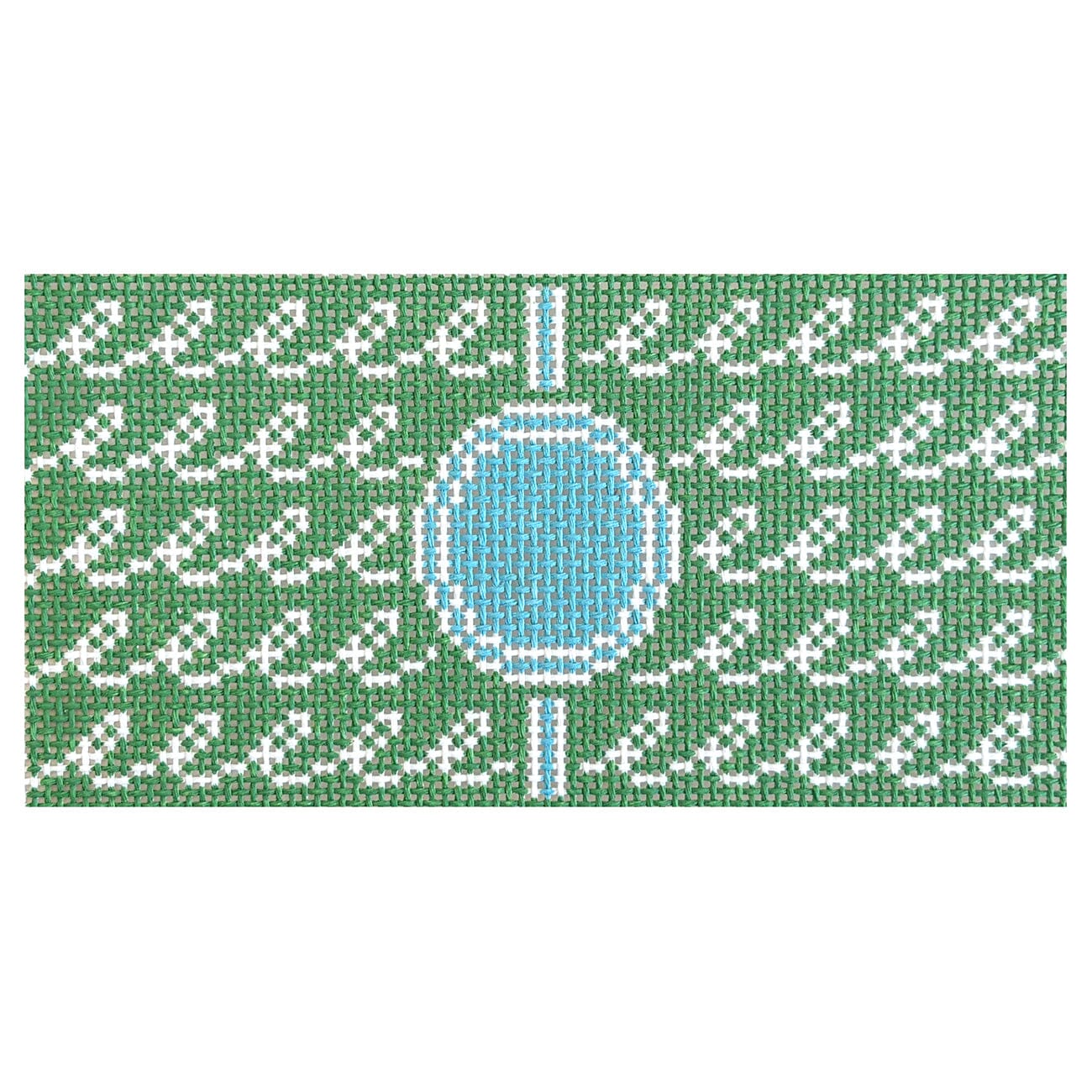 Green Squiggle Wave Lake 3x6 Painted Canvas Goodpoint Needlepoint - 1