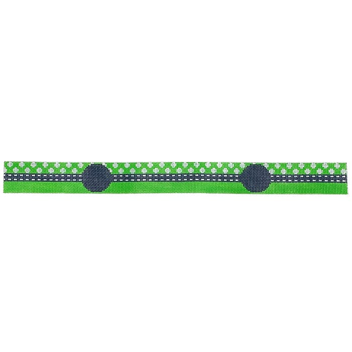 Green & White Polka Dot Long Key Fob Painted Canvas Danji Designs - 1
