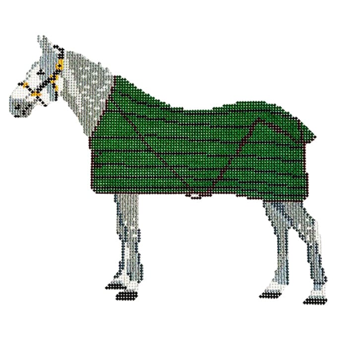 Grey Horse / Green Blanket Printed Canvas PIP & Roo - 1