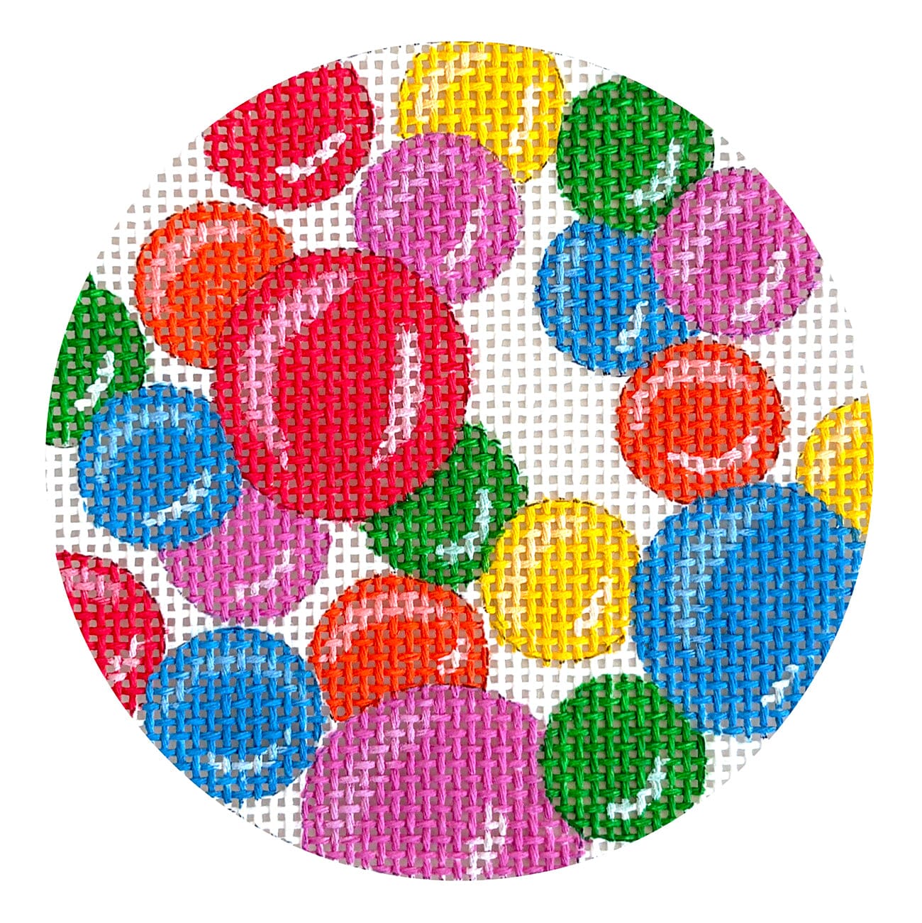 Gumballs Round Painted Canvas The Gingham Stitchery