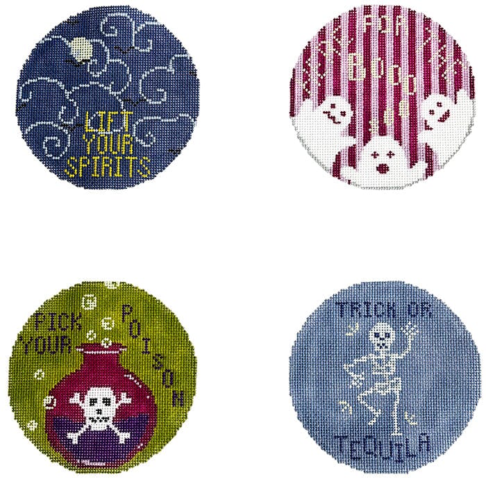 Halloween Coasters Set Painted Canvas The Gingham Stitchery