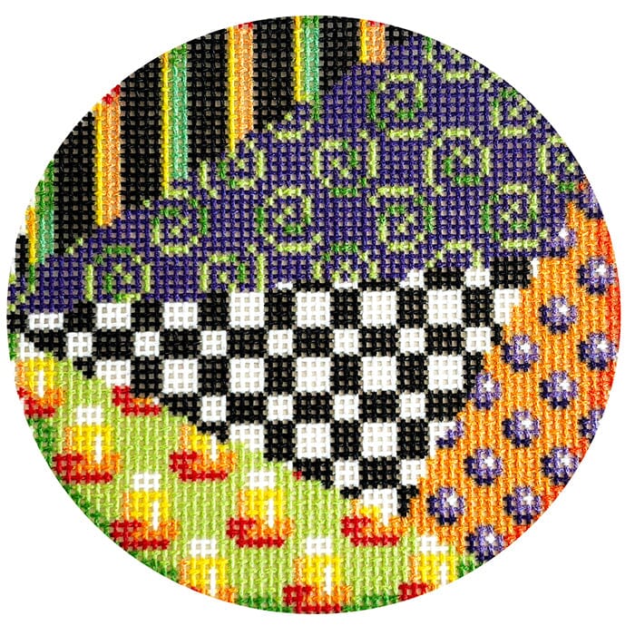 Halloween Patch Large Round Printed Canvas Two Sisters Needlepoint