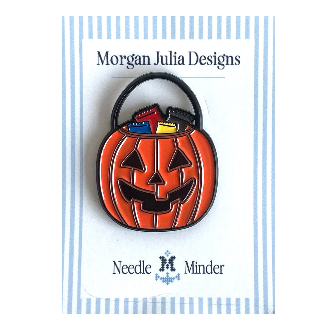 Halloween Pumpkin Basket Needleminder Painted Canvas Morgan Julia Designs - 1