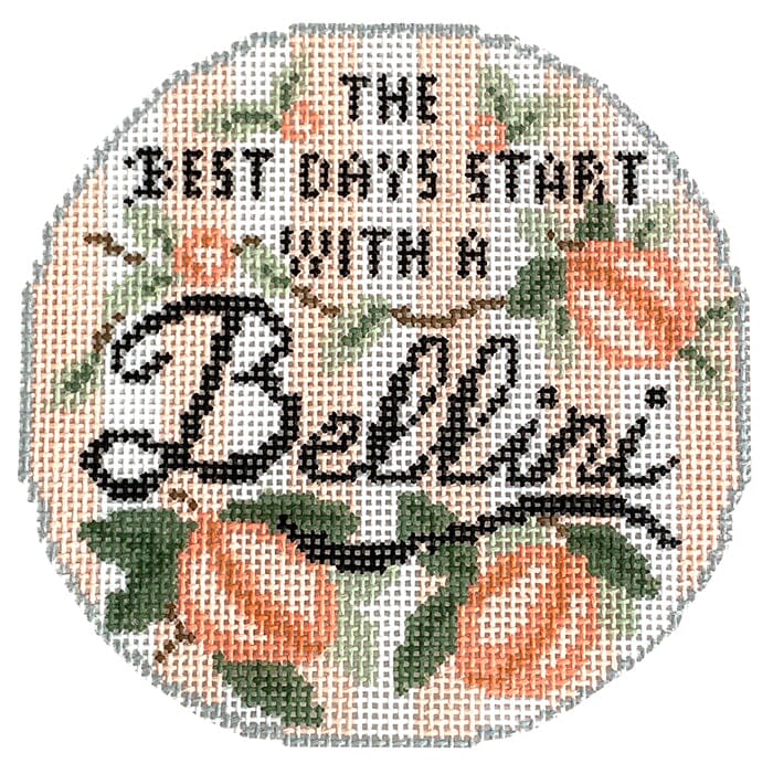 Happier Hour Coaster Bellini Painted Canvas The Gingham Stitchery - 1