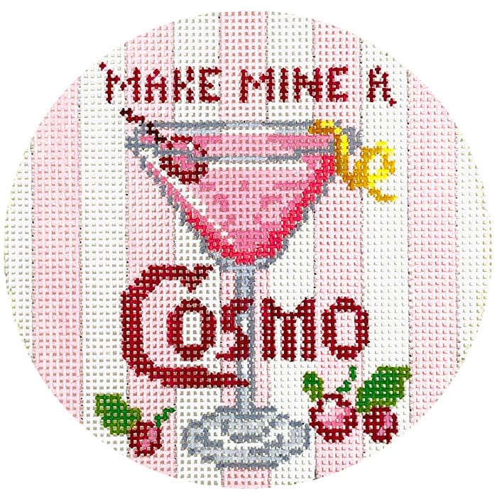 Happier Hour Coaster Cosmo Painted Canvas The Gingham Stitchery - 1