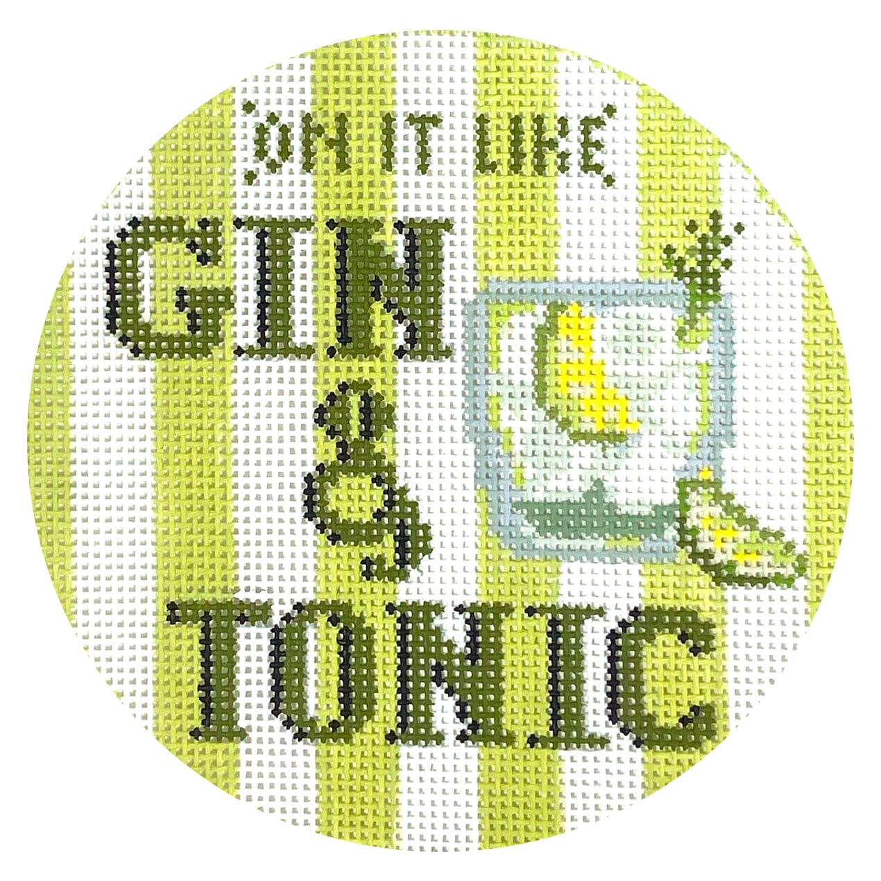 Happier Hour Coaster Gin and Tonic Painted Canvas The Gingham Stitchery - 1