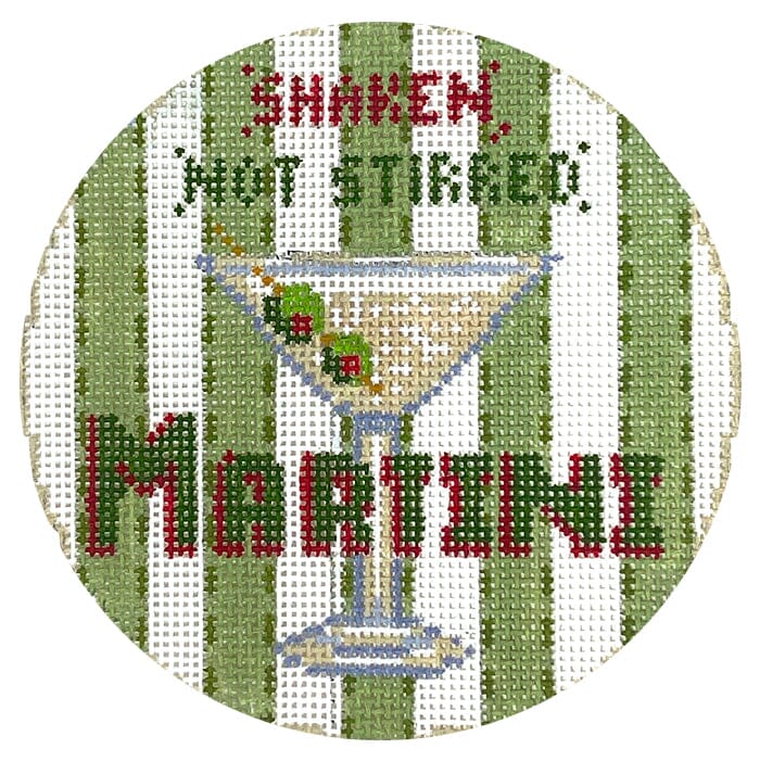 Happier Hour Coaster Martini Painted Canvas The Gingham Stitchery - 1