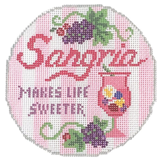 Happier Hour Coaster - Sangria Painted Canvas The Gingham Stitchery 