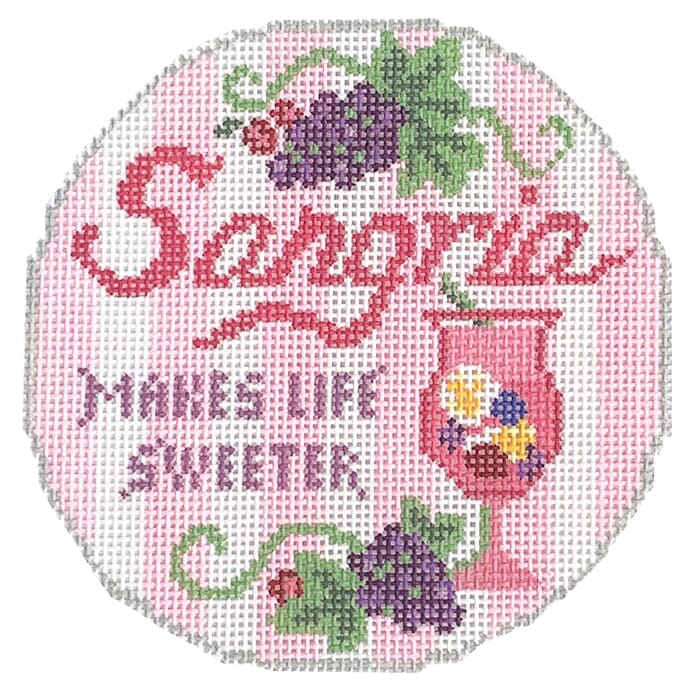 Happier Hour Coaster Sangria Painted Canvas The Gingham Stitchery - 1