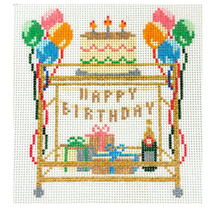 Happy Birthday Bar Cart Painted Canvas Morgan Julia Designs - 1
