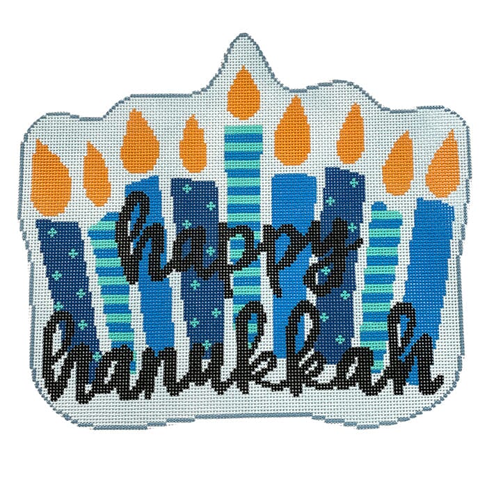 Happy Hanukkah Pillow Painted Canvas Ziggy Stitches - 1